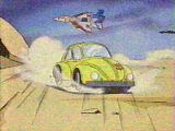 Bumblebee (in car mode)
      being chased by Starscream