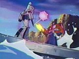 Megatron battling Optimus Prime
      with a energon mace