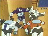 Fighting a group
      of Autobots single handedly